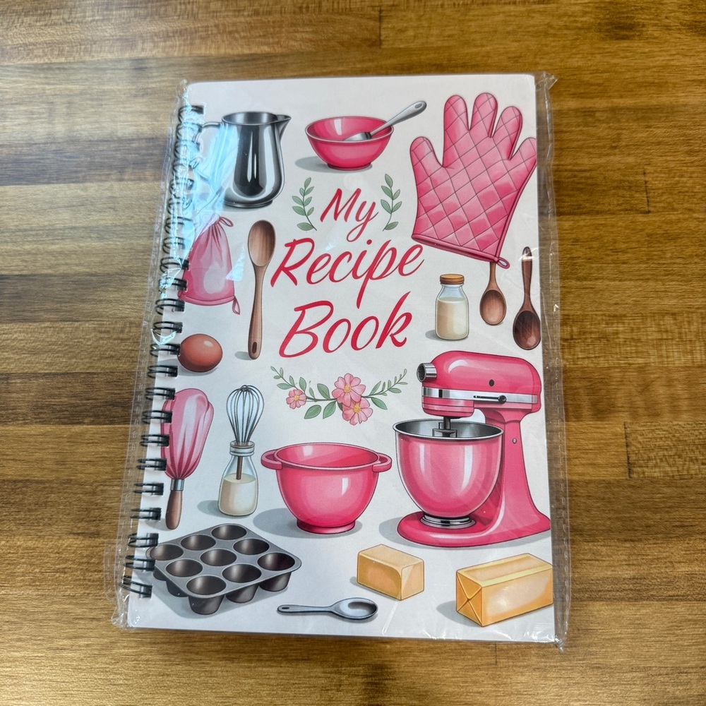 Spiral Bound Personal Recipe Notebook Journal Pink Cute Kitchen Baking Design